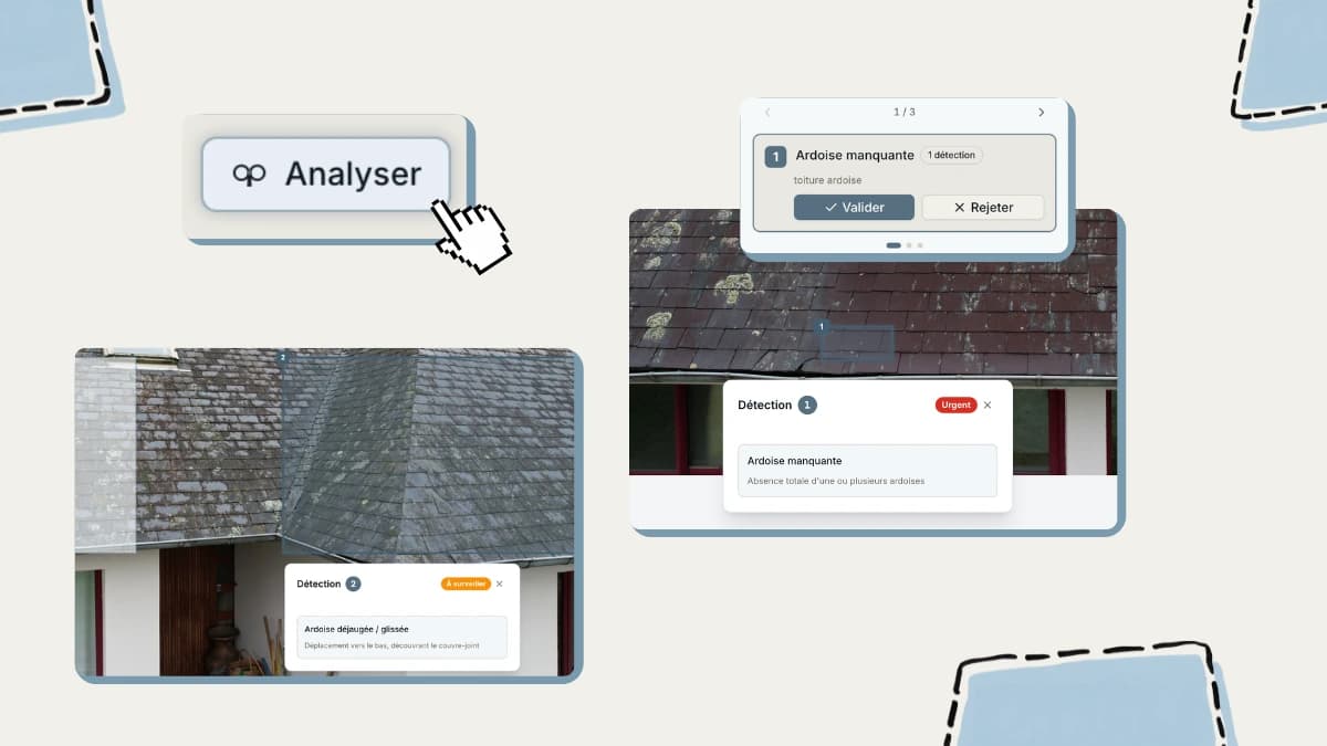 Interface de revue des détections Vision avec boutons Confirmer et Écarter